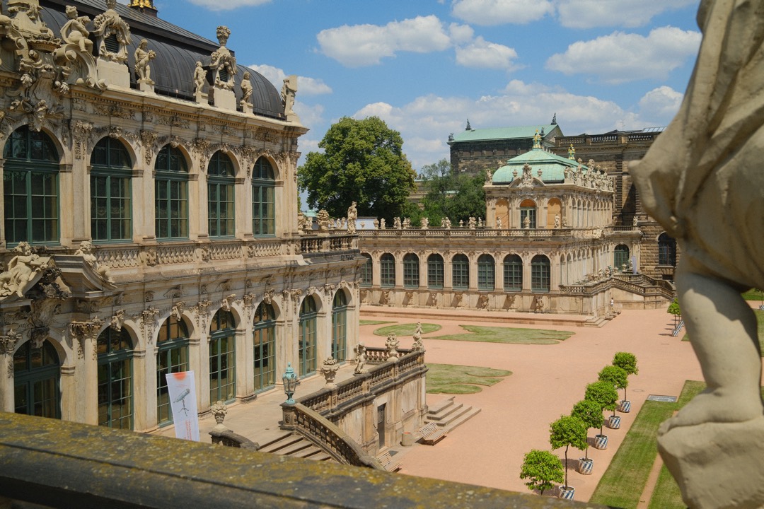 Barockgarten mit Brunnen von oben